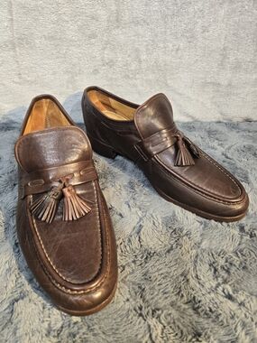 Men's Vtg Hanover Brown All Leather Tassel Loafers